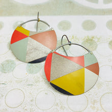 Load image into Gallery viewer, Retro Color Block Circles Upcycled Tin Earrings