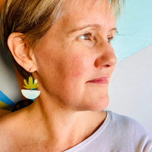 Load image into Gallery viewer, Mod Succulents in Colorblock Pots Upcycled Tin Earrings