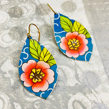 Load image into Gallery viewer, Big Pink Blossoms Upcycled Pod Tin Earrings