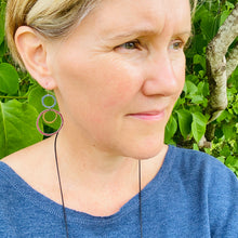 Load image into Gallery viewer, Moss, Earth &amp; Aqua Layered Circles Upcycled Tin Earrings