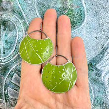 Load image into Gallery viewer, Silver Lined Olive Circles Upcycled Tin Earrings