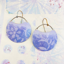 Load image into Gallery viewer, Lavender Botanical Pattern Circles Upcycled Tin Earrings