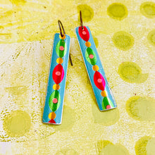 Load image into Gallery viewer, Shimmery Aqua Edge Rectangle Tin Earrings