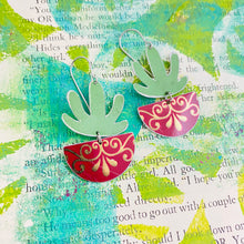 Load image into Gallery viewer, Mod Succulents Cherry Pots Upcycled Tin Earrings