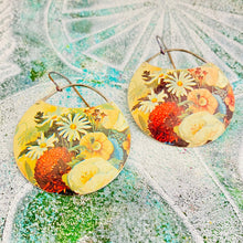 Load image into Gallery viewer, Flower Field II Circles Upcycled Tin Earrings