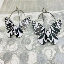 Load image into Gallery viewer, Navy &amp; White Butterflies Upcycled Tin Earrings