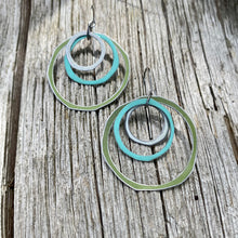 Load image into Gallery viewer, Seaside Layered Circles Upcycled Tin Earrings