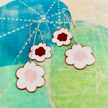 Load image into Gallery viewer, White Flowers Upcycled Tin Earrings