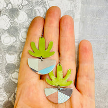 Load image into Gallery viewer, Mod Succulents in Colorblock Pots Upcycled Tin Earrings