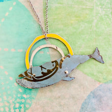 Load image into Gallery viewer, Blue-gray Sunrise Humpback Upcycled Tin Necklace