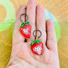 Load image into Gallery viewer, Ripe Strawberries Upcycled Tin Earrings