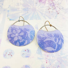 Load image into Gallery viewer, Lavender Botanical Pattern Circles Upcycled Tin Earrings