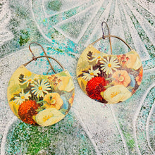 Load image into Gallery viewer, Flower Field II Circles Upcycled Tin Earrings