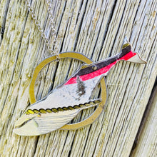 Load image into Gallery viewer, Golden Rope Sunrise Humpback Upcycled Tin Necklace