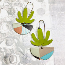 Load image into Gallery viewer, Mod Succulents in Colorblock Pots Upcycled Tin Earrings