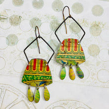 Load image into Gallery viewer, Vintage Edge Reuleaux Rectangles Upcycled Tin Earrings