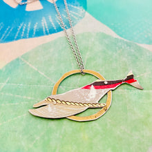 Load image into Gallery viewer, Golden Rope Sunrise Humpback Upcycled Tin Necklace