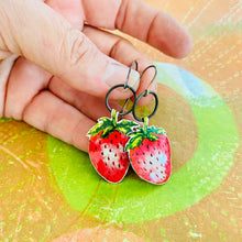 Load image into Gallery viewer, Ripe Strawberries Upcycled Tin Earrings
