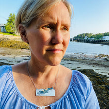 Load image into Gallery viewer, Blue Jean Humpback Upcycled Tin Necklace
