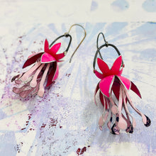 Load image into Gallery viewer, Fuchsia Upcycled Tin Earrings