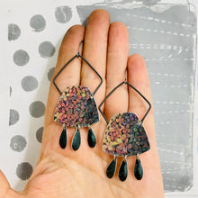 Load image into Gallery viewer, Hydrangea Reuleaux Rectangles Upcycled Tin Earrings