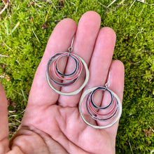 Load image into Gallery viewer, Earthy and Cream Layered Circles Upcycled Tin Earrings