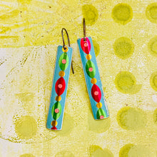 Load image into Gallery viewer, Shimmery Aqua Edge Rectangle Tin Earrings