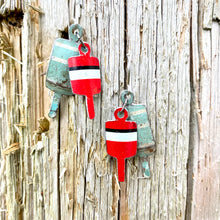 Load image into Gallery viewer, Dusty Aqua &amp; Red Lobster Buoys Earrings