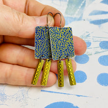 Load image into Gallery viewer, Golden Crackle Pattern Windows Upcycled Tin Earrings