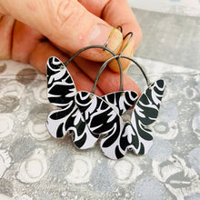 Load image into Gallery viewer, Navy &amp; White Butterflies Upcycled Tin Earrings
