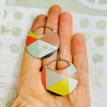 Load image into Gallery viewer, Retro Color Block Circles Upcycled Tin Earrings