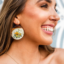 Load image into Gallery viewer, Playing on the Bike Curious George Circles Upcycled Tin Earrings
