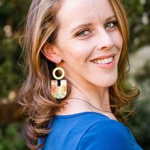 Load image into Gallery viewer, White Lines on Magenta Chunky Horseshoes Zero Waste Tin Earrings