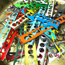 Load image into Gallery viewer, Encircled White Over Red Upcycled Tin Brooch