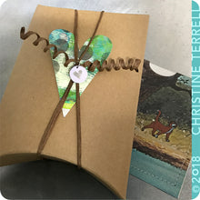 Load image into Gallery viewer, Vintage Scarlet and Golden Starlets Wavy Upcycled Tin Earrings