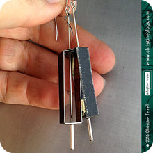 Load image into Gallery viewer, Black Rectangle Outline Zero Waste Tin Earrings