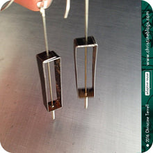 Load image into Gallery viewer, Black Rectangle Outline Zero Waste Tin Earrings