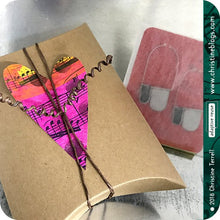 Load image into Gallery viewer, Linear Textured White Harlequin Upcycled Tin Earrings Tin Anniversary Gift