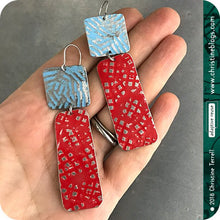 Load image into Gallery viewer, Red &amp; Blue Zero Waste Rustic Tin Earrings