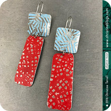 Load image into Gallery viewer, Red &amp; Blue Zero Waste Rustic Tin Earrings