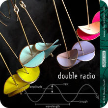 Load image into Gallery viewer, Bright Aqua Radio Waves Zero Waste Tin Earrings