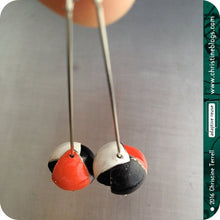 Load image into Gallery viewer, Red, Black &amp; White Tiny Sphere Zero Waste Tin Earrings