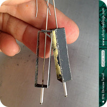 Load image into Gallery viewer, Black Rectangle Outline Zero Waste Tin Earrings