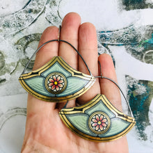 Load image into Gallery viewer, Pink Blossom Nouveau Upcycled Circle-y Earrings