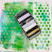 Load image into Gallery viewer, Folded &amp; Fenced Blacks Upcycled Tesserae Tin Cuff