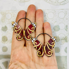 Load image into Gallery viewer, Golden Spiral Butterflies Upcycled Tin Earrings
