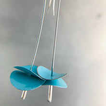 Load image into Gallery viewer, Bright Aqua Radio Waves Zero Waste Tin Earrings