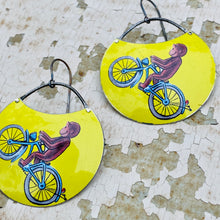 Load image into Gallery viewer, Curious George Wheelies Circles Upcycled Tin Earrings