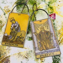 Load image into Gallery viewer, Justice &amp; Strength Tarot Tin Earrings