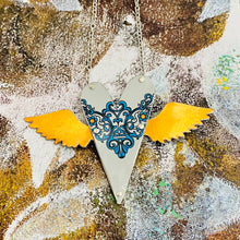Load image into Gallery viewer, Sufi Heart Coppery Wings Upcycled Tin Necklace